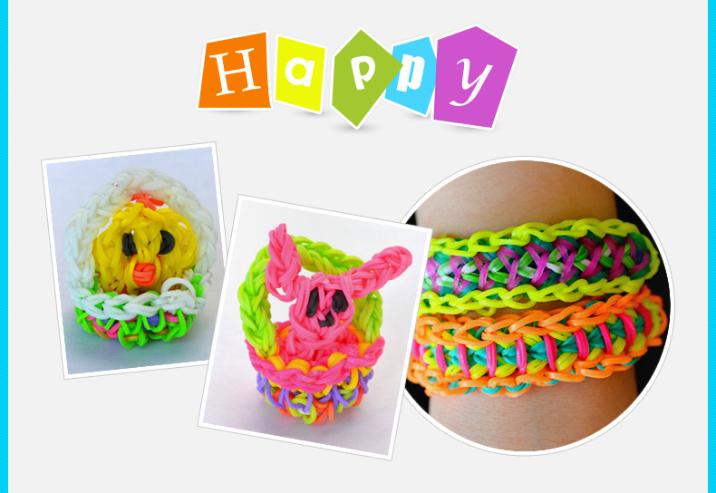 彩虹编织机彩色橡皮筋diy手工制作儿童益智玩具女孩编手链的皮筋